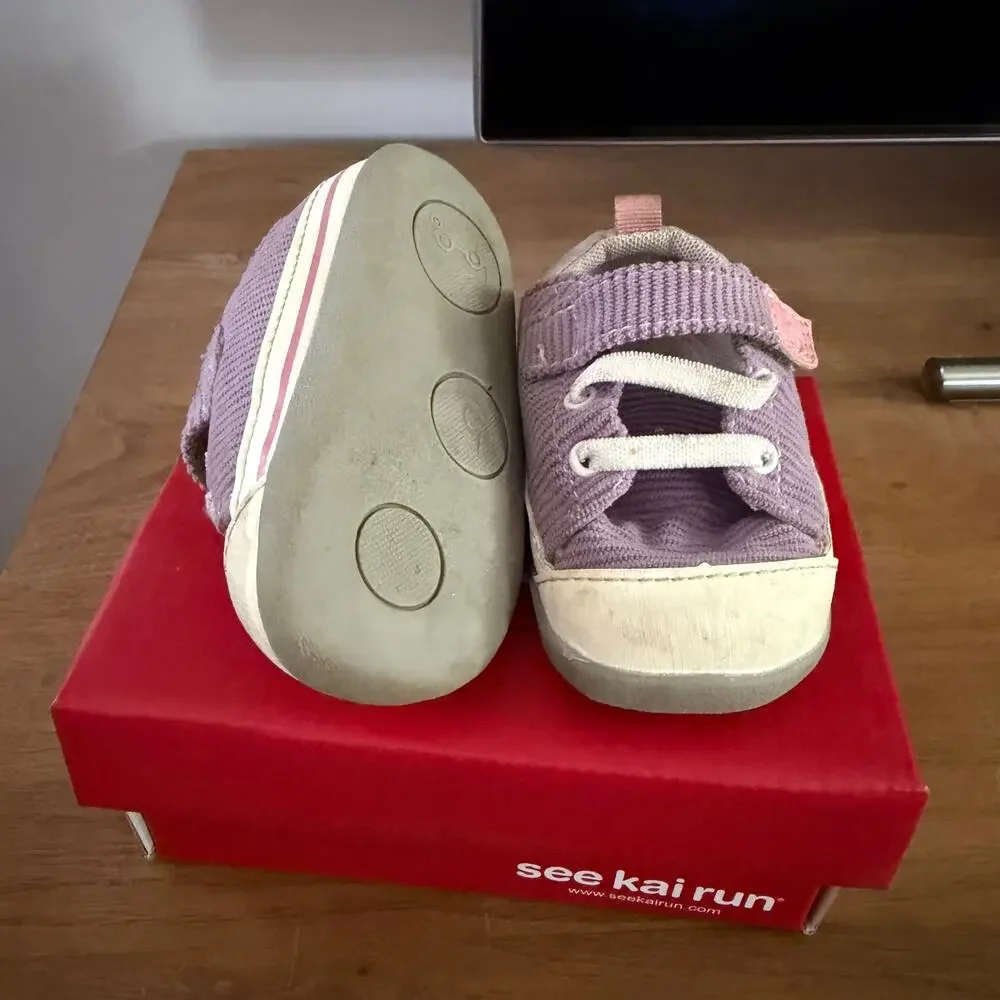 See Kai Run Stevie Mini Toddler Sneakers in Purple Corduroy